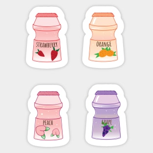 Cute strawberry orange peach grape yoghurt drinks Sticker